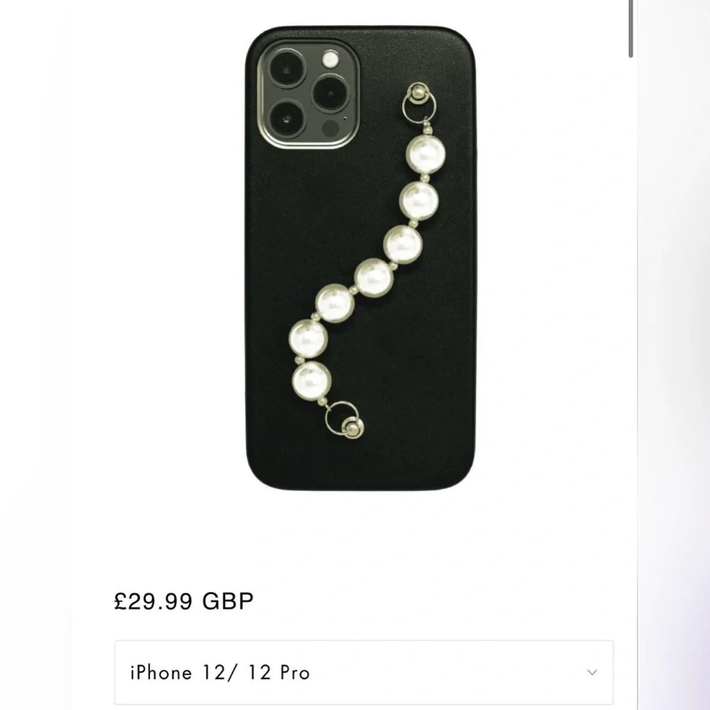 Iphone 12/12 pro pearl beaded handle phone case